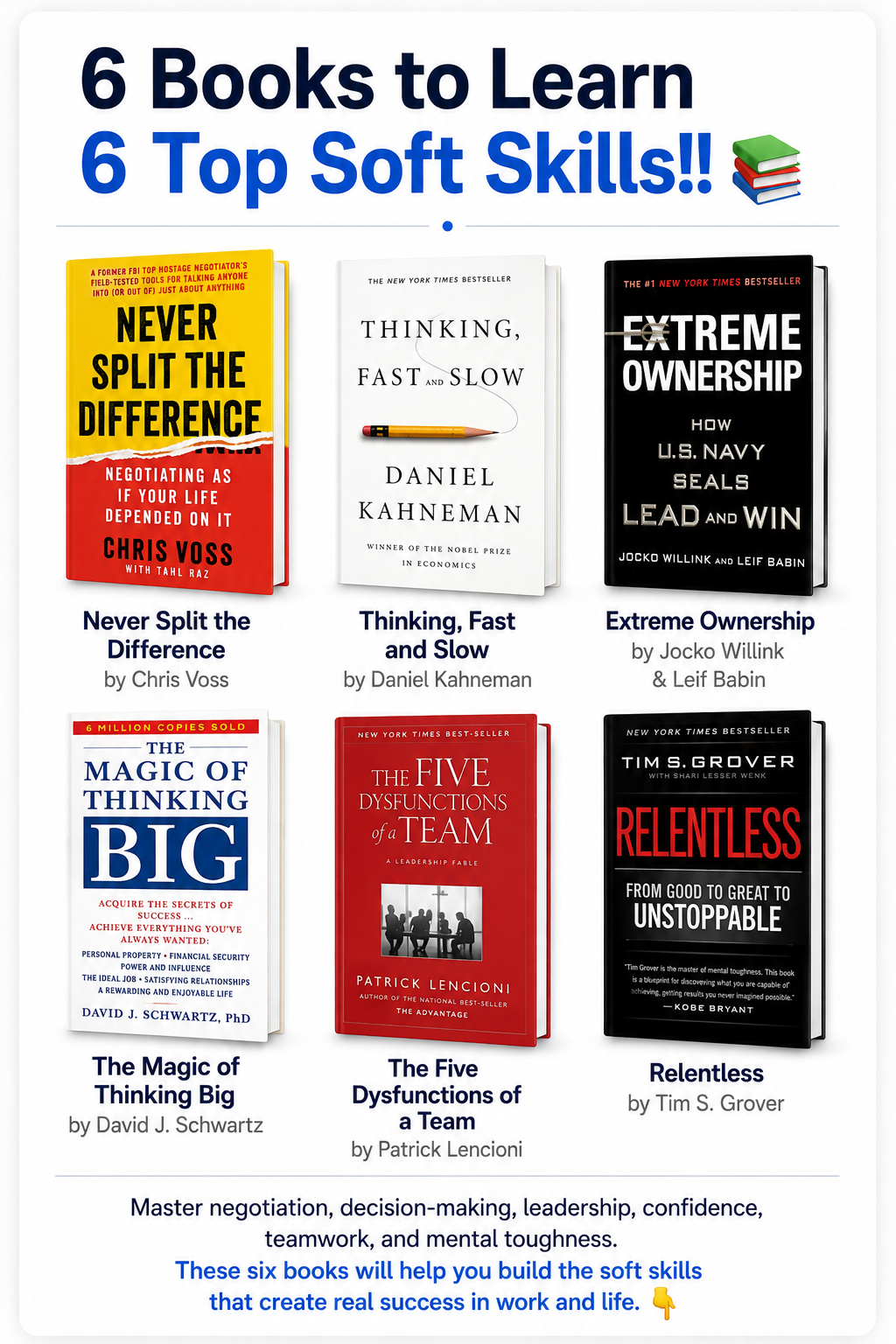 6 Books to Learn 6 Essential Soft Skills!