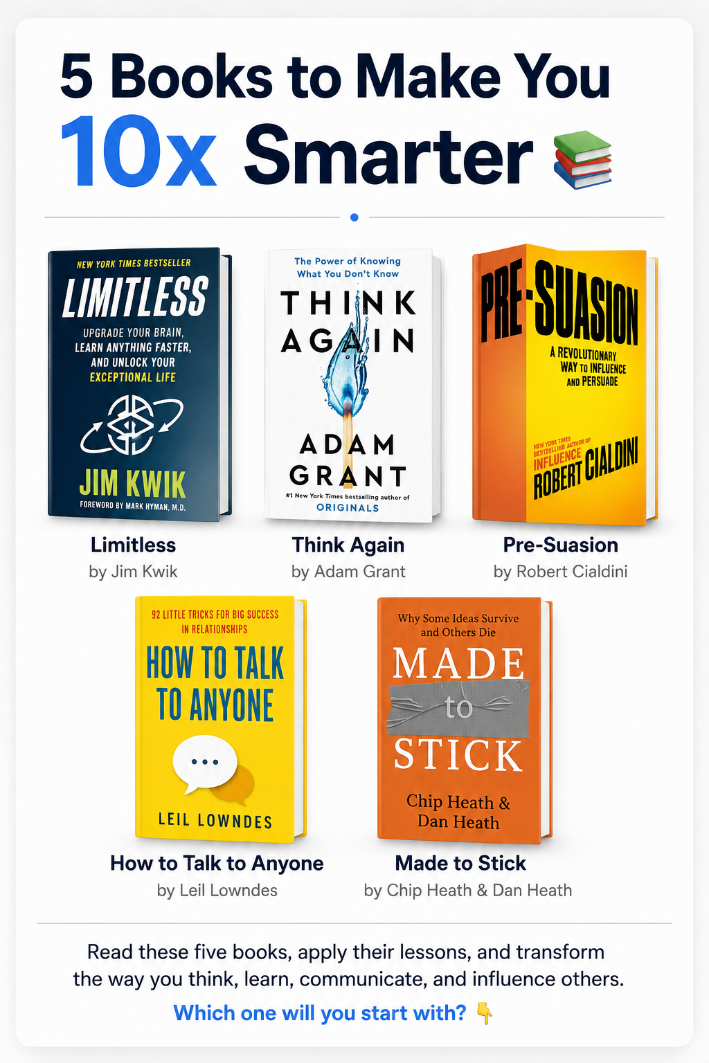 5 Books to Make You 10x Smarter 📚